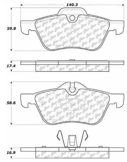 Centric Parts Disc Brake Pad Set Semi-Metallic Posi Quiet for 2002-2008 Mini Cooper 104.09390