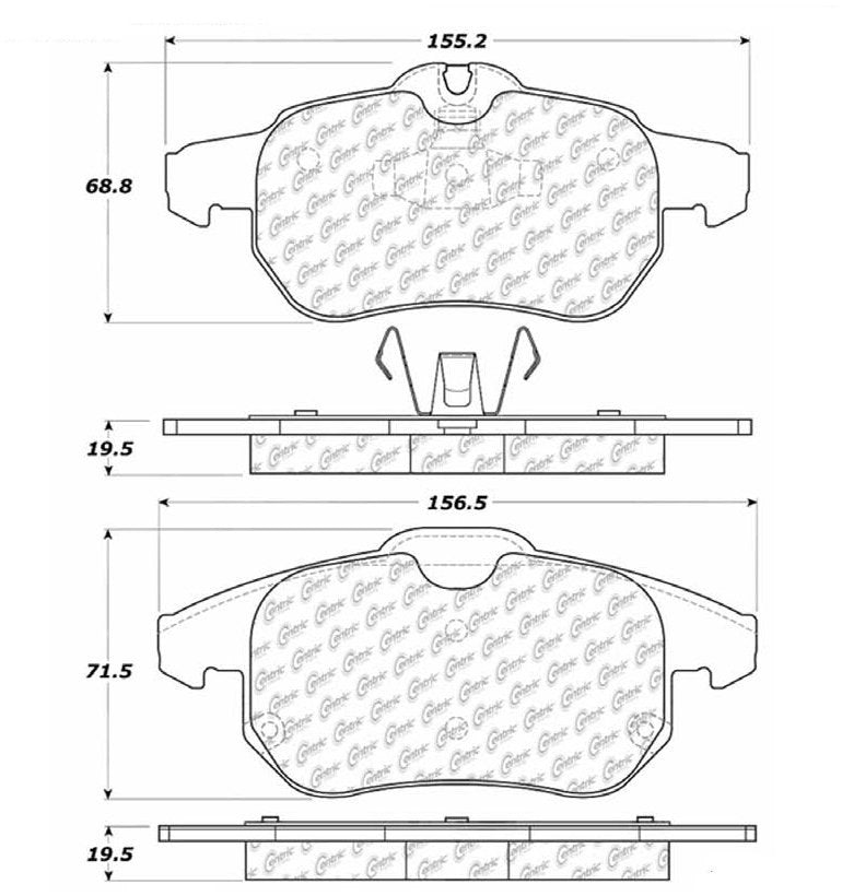 Centric Parts Disc Brake Pad Set Semi-Metallic with Posi Quiet for 2008-2007 Cadillac BLS 2005-2003 Chevrolet Vectra 2011-2006 Saab 9-3 2011-2010 104.09720