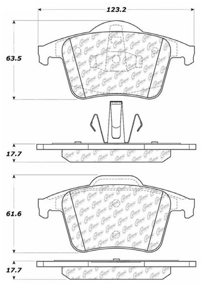 Centric Parts Disc Brake Pad Set Semi-Metallic with Posi Quiet for 2003-2014 Volvo XC90 104.09800