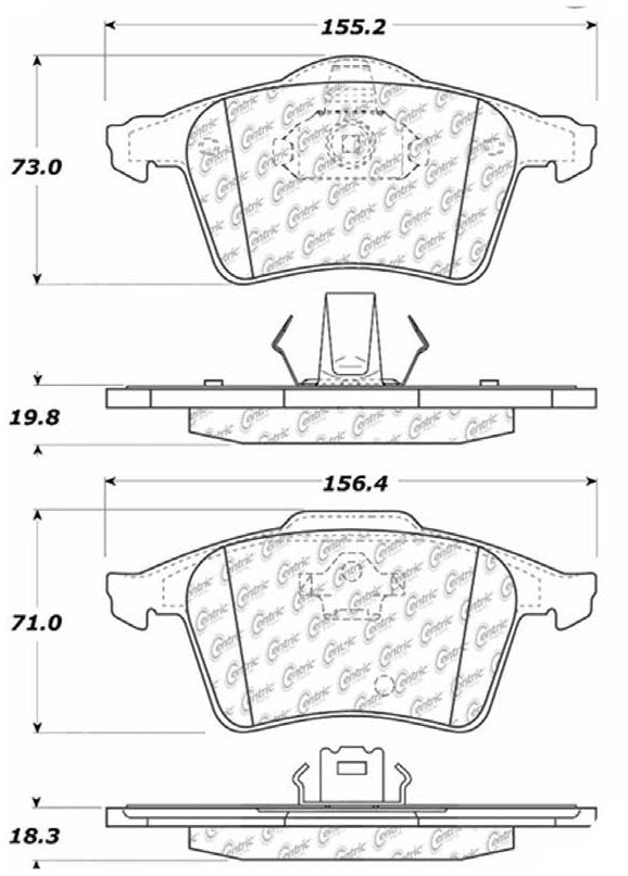 Centric Parts Disc Brake Pad Set Semi-Metallic with Posi Quiet for 2003-2014 Volvo XC90 104.10030