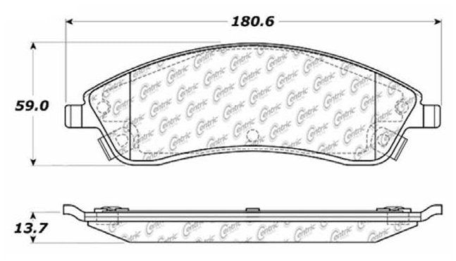 Centric Parts Disc Brake Pad Set Semi-Metallic with Posi Quiet for 2007-2006 Cadillac CTS 2009-2004 SRX 2008-2005 STS 2005-2004 Pontiac Bonneville 104.10190