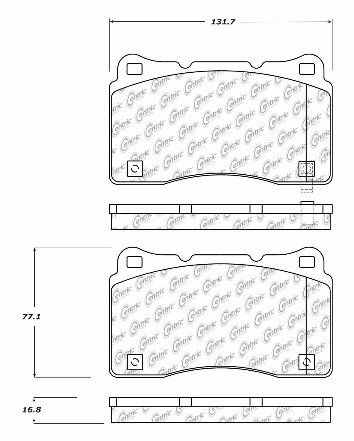 Centric Parts Disc Brake Pad Set Semi-Metallic with Posi Quiet for 2015-2017 Dodge Viper SRT Viper 104.10500