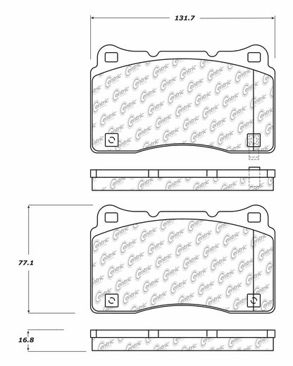 Centric Parts Disc Brake Pad Set Semi-Metallic with Posi Quiet for 2015-2017 Dodge Viper SRT Viper 104.10500