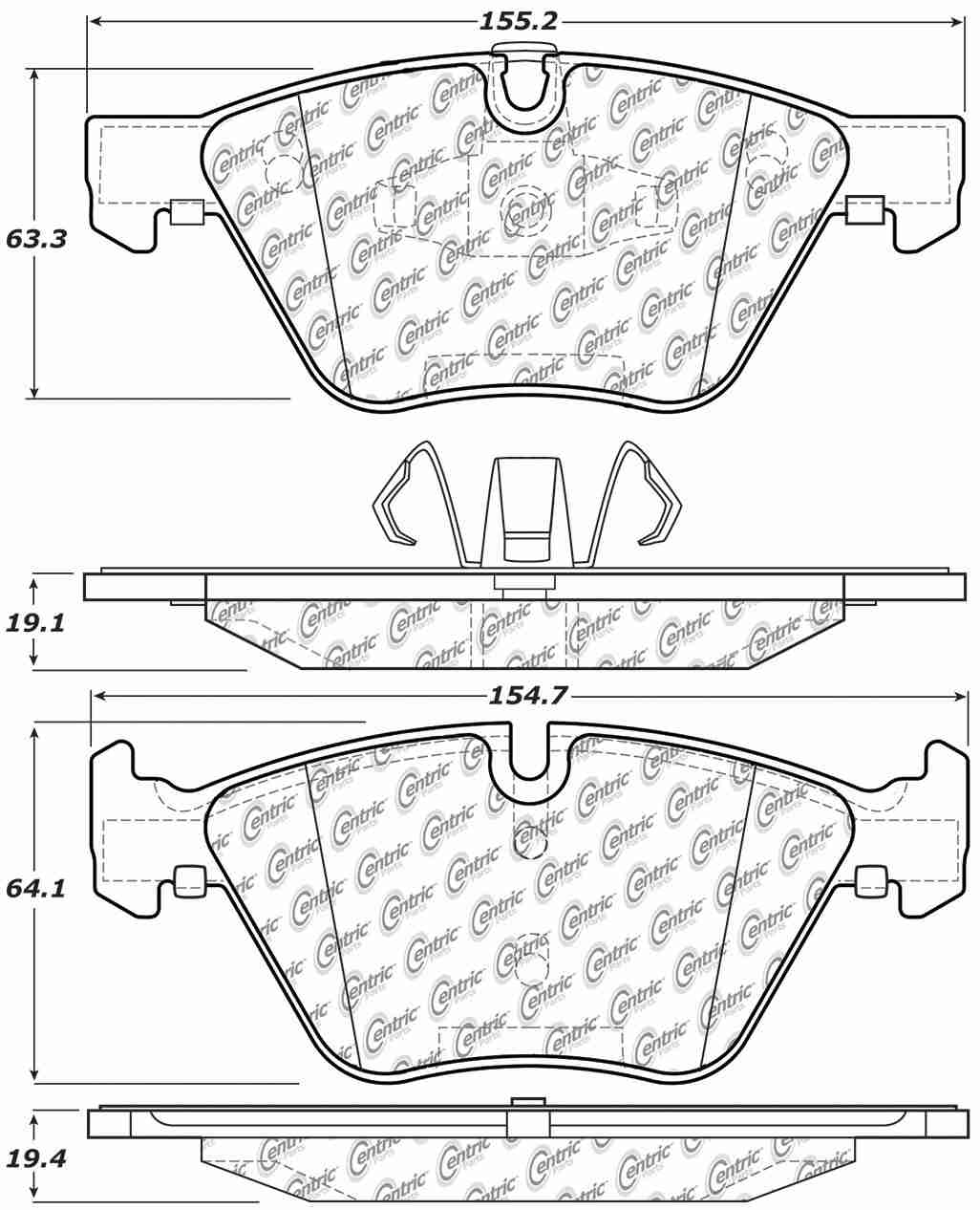 Centric Parts Disc Brake Pad Set Semi-Metallic with Posi Quiet for 2006-2013 BMW 120i/125i/128i/130i 104.10611