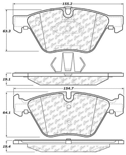 Centric Parts Disc Brake Pad Set Semi-Metallic with Posi Quiet for 2004-2007 BMW 525i 104.10612