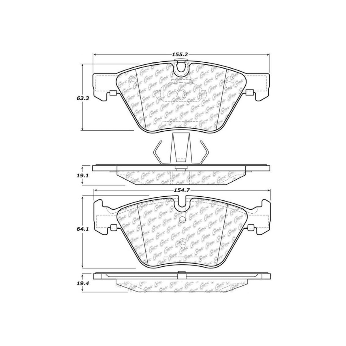 Centric Parts Disc Brake Pad Set Semi-Metallic with Posi Quiet for 2004-2007 BMW 525i 104.10612