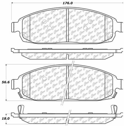 Centric Parts Disc Brake Pad Set Semi-Metallic with Posi Quiet for 2006-2010 Jeep Commander 2005-2010 Grand Cherokee 104.10800