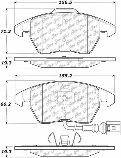 Centric Parts Disc Brake Pad Set Posi Quiet Semi-Metallic with noise/vibration elimination for 2008-2010 Peugeot 307 2013-2014 Peugeot 3008 2011-2015 RCZ 104.11071