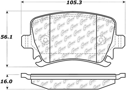 Centric Parts Semi-Metallic Brake Pad Set Posi Quiet 100% Scorched for Audi S3 2008-2012, TT 2009-2010, Seat Leon 2016, VW CC 2009-2016