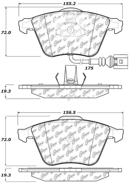 Centric Parts Disc Brake Pad Set Posi Quiet Semi-Metallic with Hardware for 2008-2015 Audi S3 TT TTS Quattro Volkswagen Golf R 104.11110
