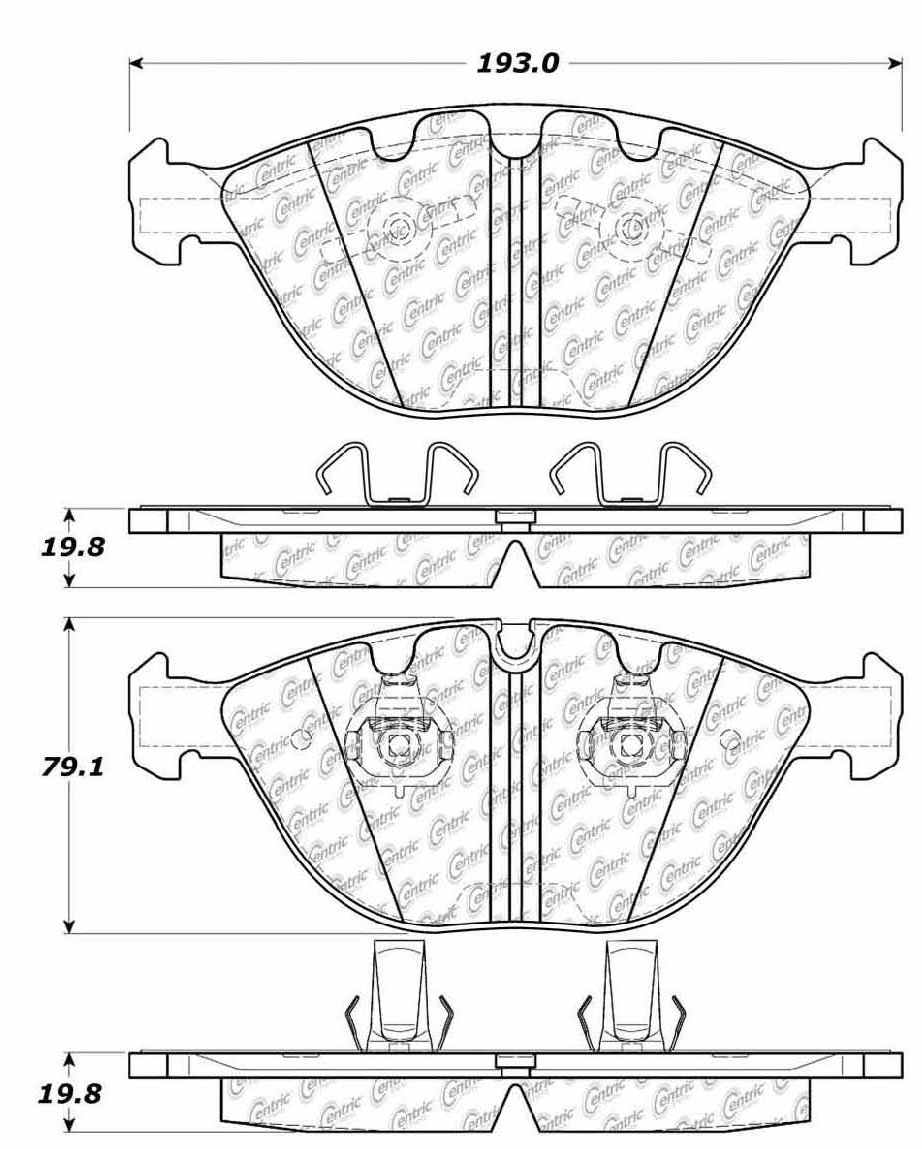 Centric Parts Disc Brake Pad Set Semi-Metallic with Posi Quiet for 2008-2007 BMW Alpina B7 2010-2006 M5 2011-2006 M6 104.11510
