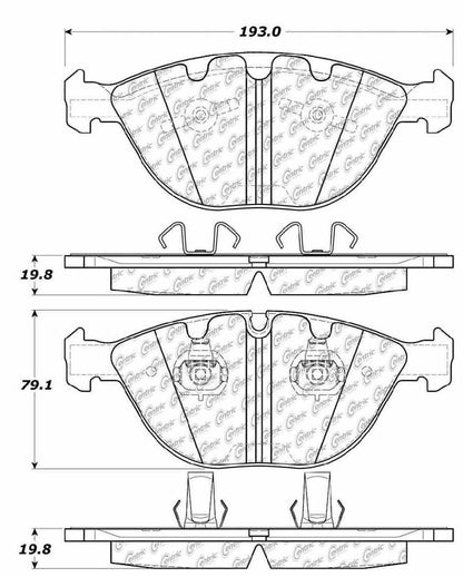 Centric Parts Disc Brake Pad Set Semi-Metallic with Posi Quiet for 2008-2007 BMW Alpina B7 2010-2006 M5 2011-2006 M6 104.11510