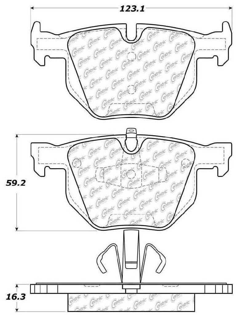 Centric Parts Disc Brake Pad Set Posi Quiet with Noise & Vibration Reduction 104.11700