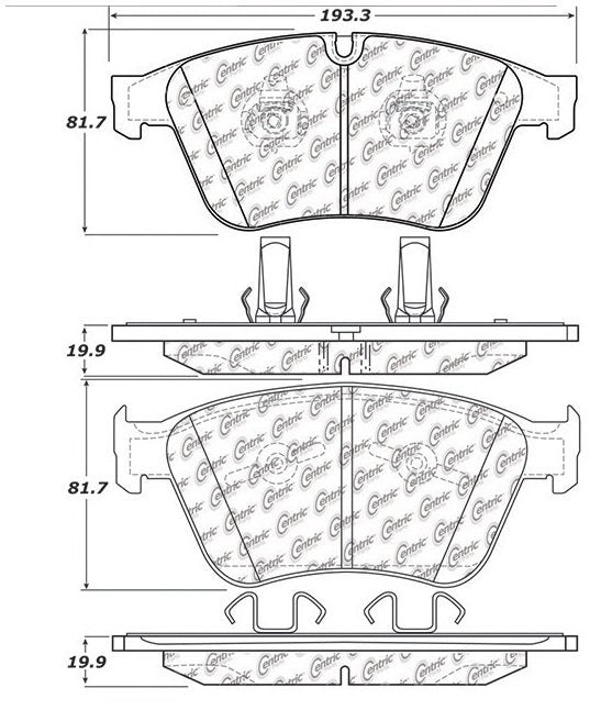 Centric Parts Disc Brake Pad Set Semi-Metallic Posi Quiet for 2007-2011 Mercedes-Benz ML63 AMG R63 AMG 104.12710