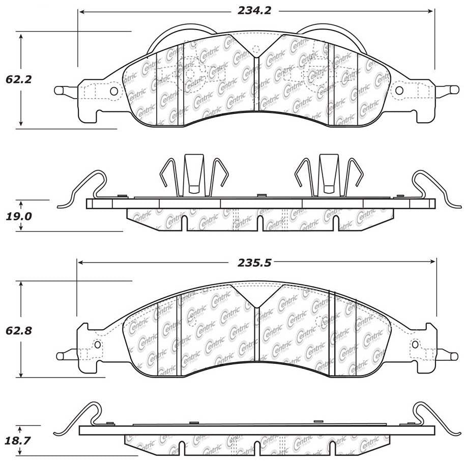 Centric Parts Disc Brake Pad Set Semi-Metallic Posi Quiet 104.12780