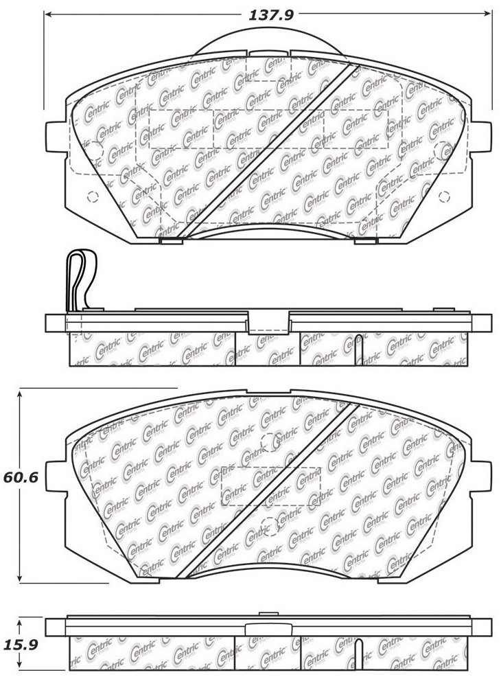 Centric Parts Disc Brake Pad Set Semi-Metallic with Posi Quiet for 2016-2017 Hyundai Tucson 2009-2012 Kia Rondo 104.12951