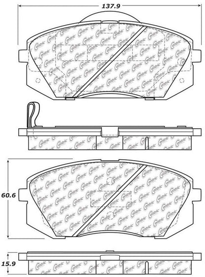 Centric Parts Disc Brake Pad Set Semi-Metallic with Posi Quiet for 2016-2017 Hyundai Tucson 2009-2012 Kia Rondo 104.12951