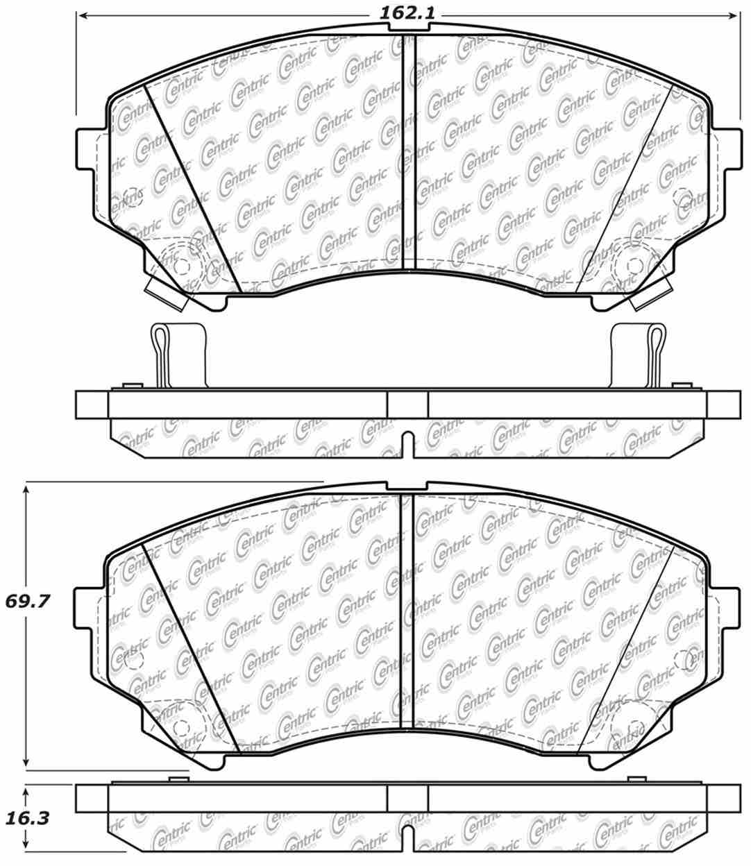 Centric Parts Disc Brake Pad Set with Posi Quiet for 100% Scorched, 100% Shimmed – 104.13310