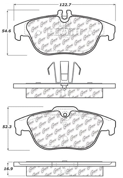 Centric Parts Disc Brake Pad Set Posi Quiet with Noise and Vibration Elimination 104.13411