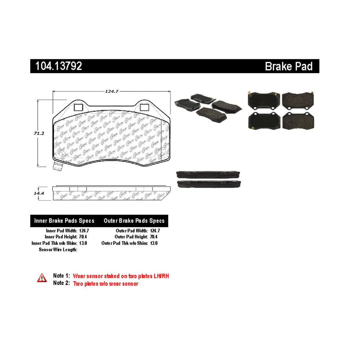 Centric Parts Disc Brake Pad Set 104.13792