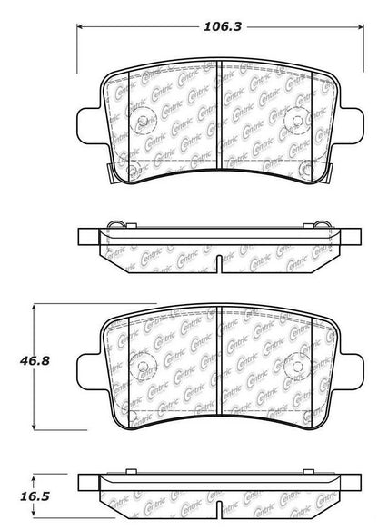 Centric Parts Disc Brake Pad Set Posi Quiet Semi-Metallic with Hardware for 2012-2016 Buick LaCrosse, 2012-2017 Regal, 2014-2020 Chevy Impala, 2013-2015 Malibu, 2016 Malibu Lmt, 2011 Saab 9-5 104.14302