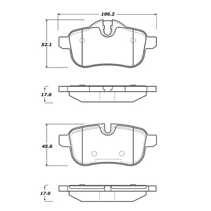 Centric Parts Disc Brake Pad Set Semi-Metallic with Posi Quiet for 2009-2016 BMW Z4 104.14330