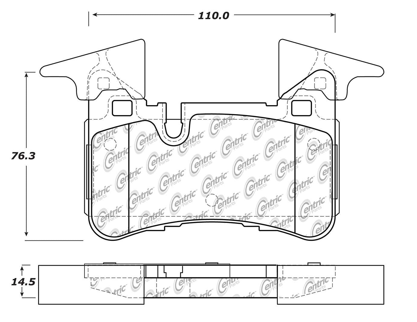 Centric Parts Disc Brake Pad Set Posi Quiet Semi-Metallic with Noise and Vibration Reduction for 2012-2016 Mercedes-Benz C63 AMG CLS63 AMG E63 AMG 104.14500