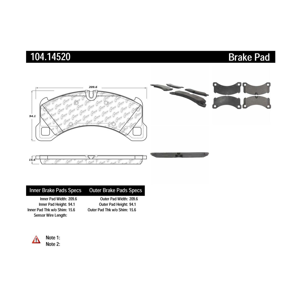 Centric Parts Disc Brake Pad Set Semi-Metallic with Posi Quiet for 2011-2018 Porsche Cayenne, 2015-2019 Porsche Macan, 2017-2020 Porsche Panamera 104.14520