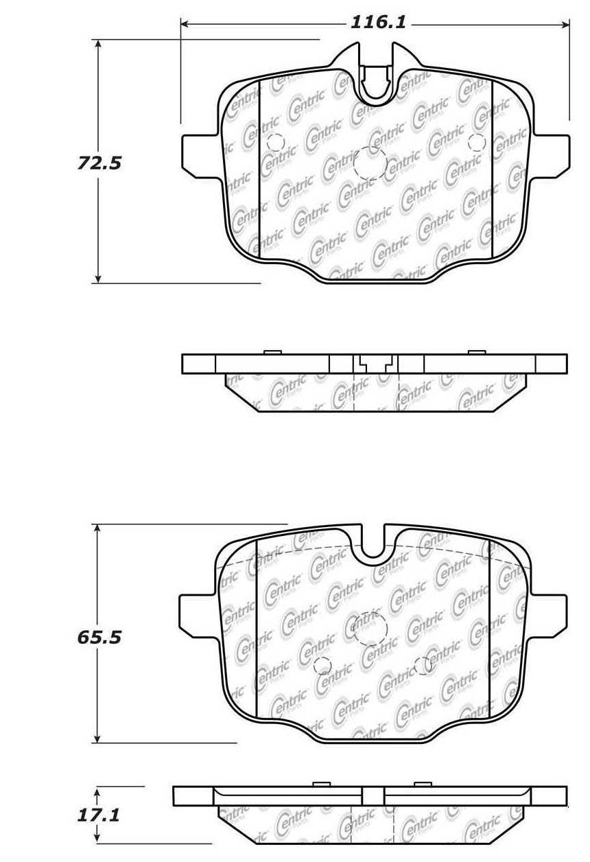 Centric Parts Disc Brake Pad Set Posi Quiet Semi-Metallic with Hardware for 2011-2021 BMW 5 Series 104.14690