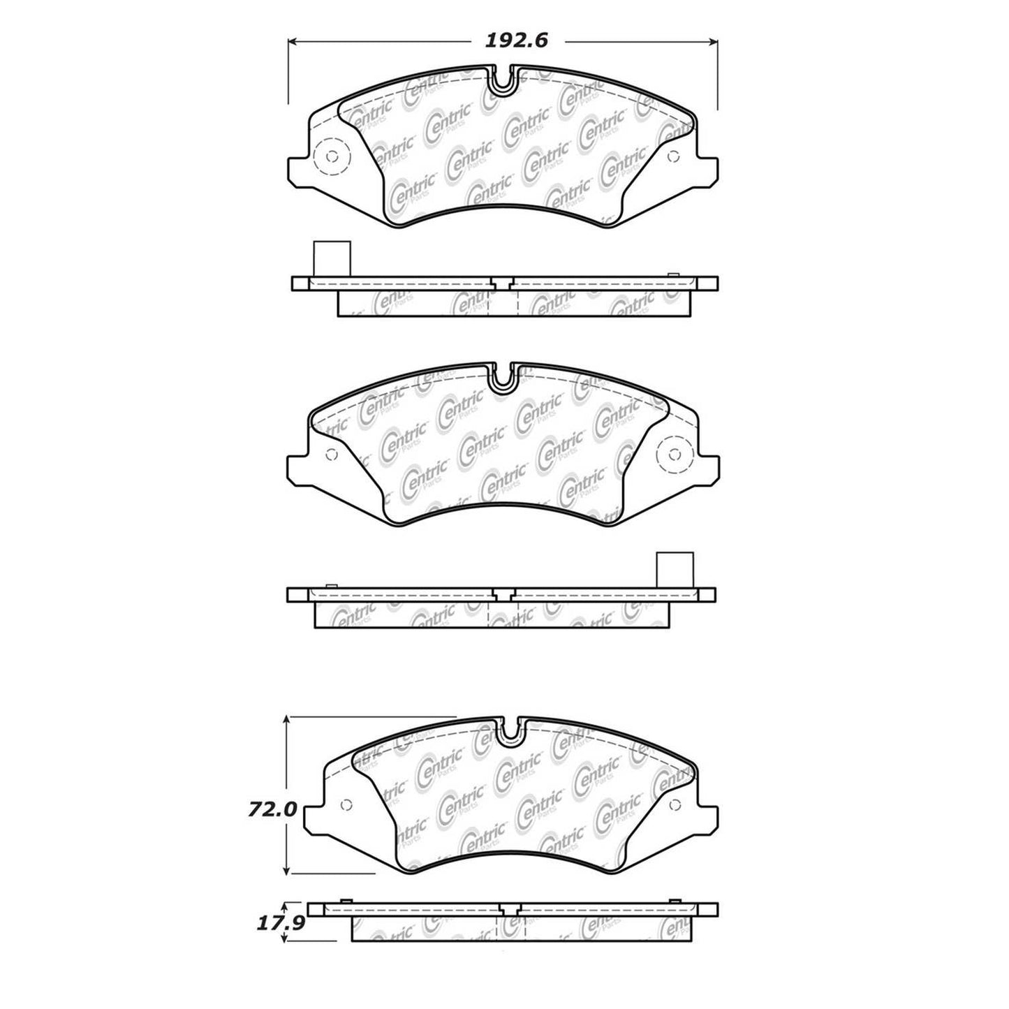 Centric Parts Brake Pads Posi Quiet with Hardware for Land Rover Discovery 2017, LR4 2016-2010, Range Rover 2012-2014, Range Rover Sport 2017-2010 104.14790
