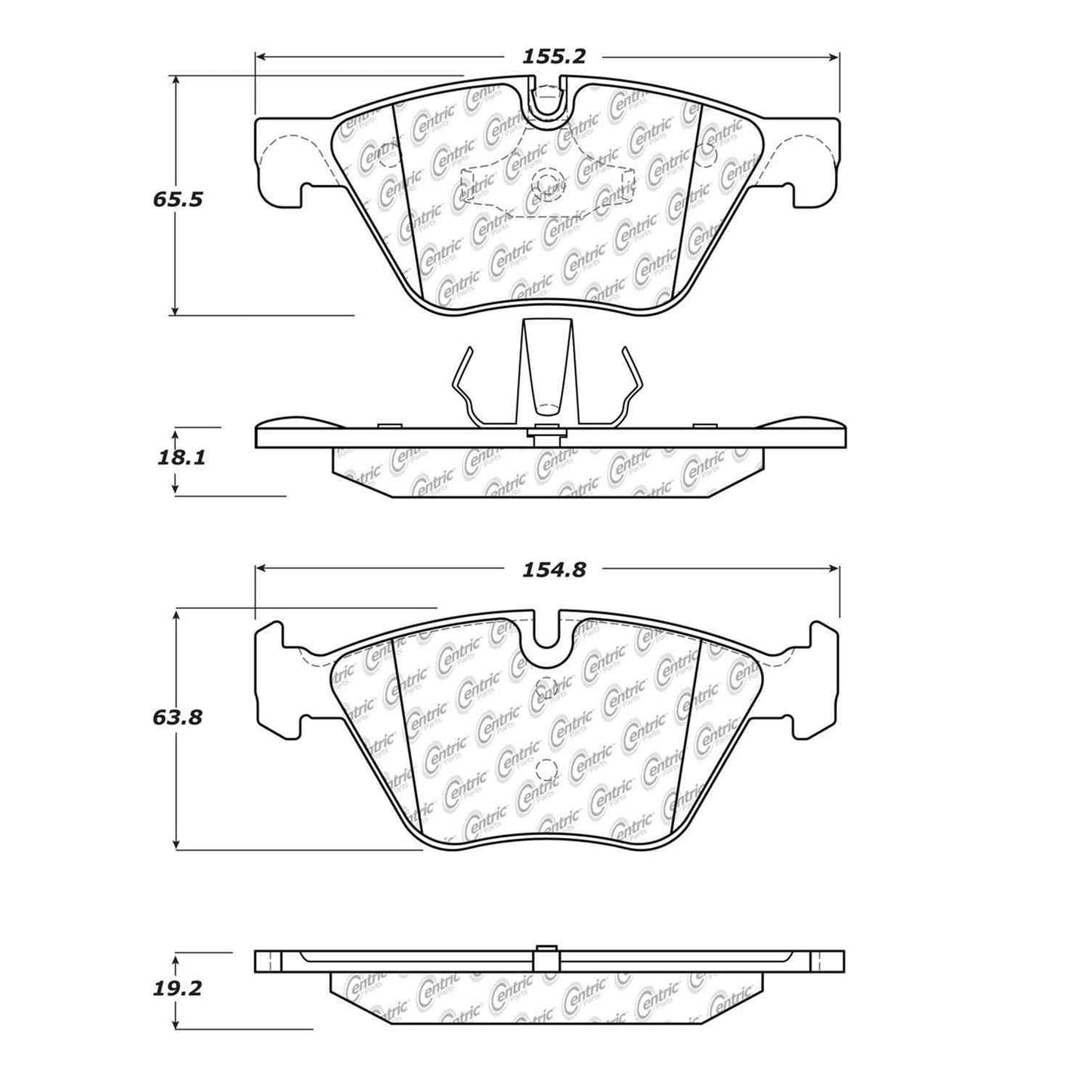 Centric Parts Disc Brake Pad Set Posi Quiet Semi-Metallic with Hardware for 2011-2015 BMW 528i xDrive 104.15040