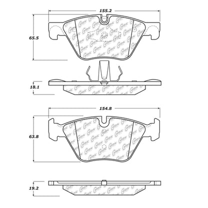 Centric Parts Disc Brake Pad Set Posi Quiet Semi-Metallic with Hardware for 2011-2015 BMW 528i xDrive 104.15040