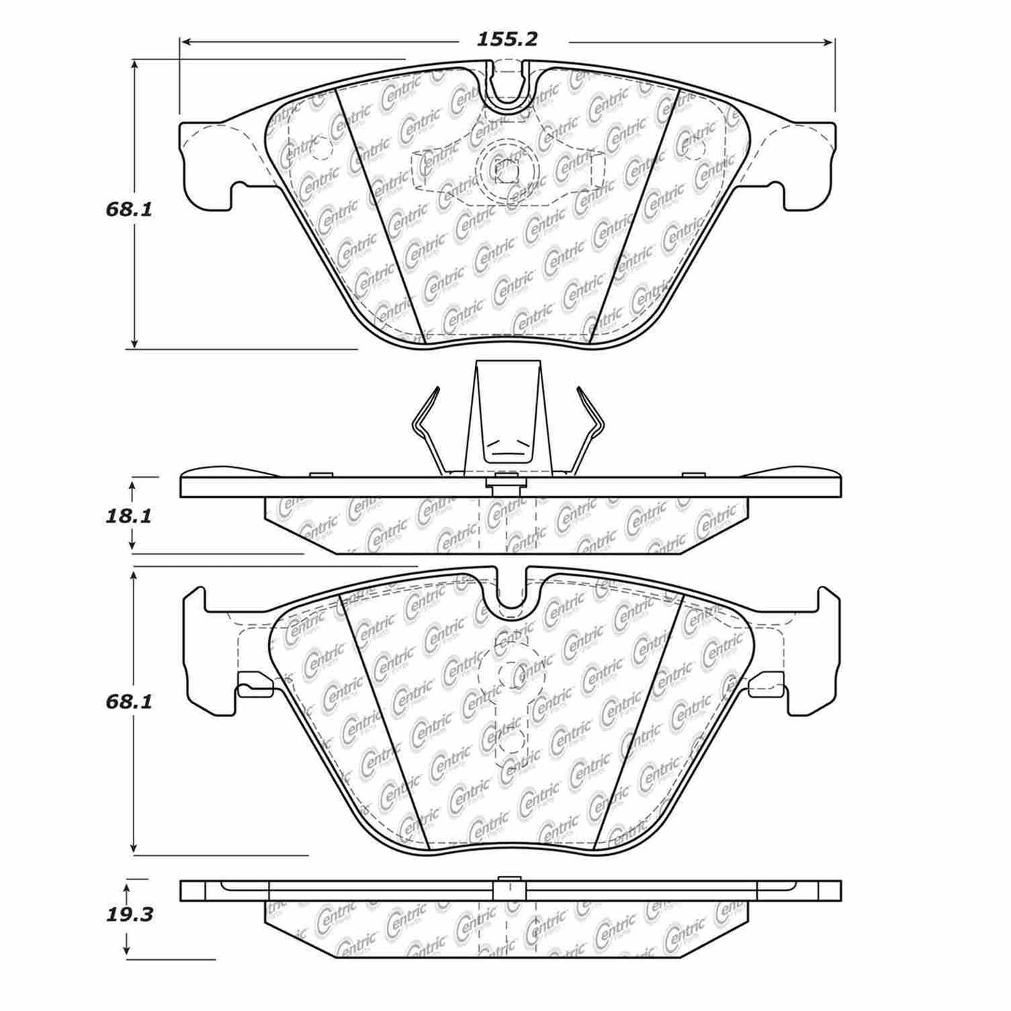 Centric Parts Disc Brake Pad Set Posi Quiet Semi-Metallic with Hardware for BMW 528i 2014-2016 104.15050