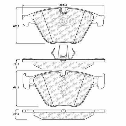 Centric Parts Disc Brake Pad Set Posi Quiet Semi-Metallic with Hardware for BMW 528i 2014-2016 104.15050