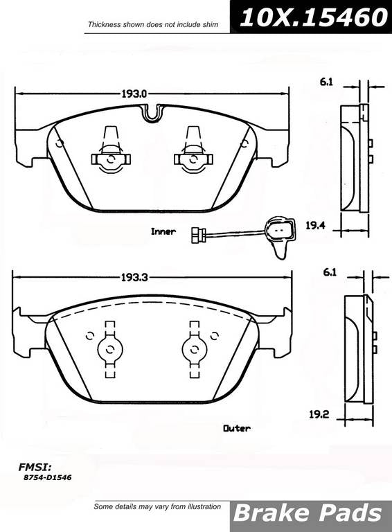 Centric Parts Disc Brake Pad Set Semi-Metallic with Posi Quiet for 2011-2018 Audi A8 Quattro 2014-2017 SQ5 104.15460