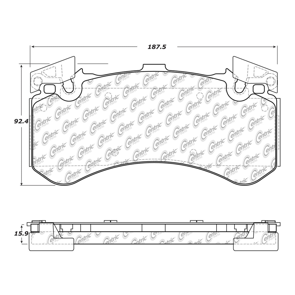 Centric Parts Disc Brake Pad Set Semi-Metallic with Posi Quiet for 2016-2018 Audi A7 Quattro, 2012-2018 Audi A8 Quattro, 2013-2018 Audi S6, 2013-2017 Audi S7 & S8 104.15750