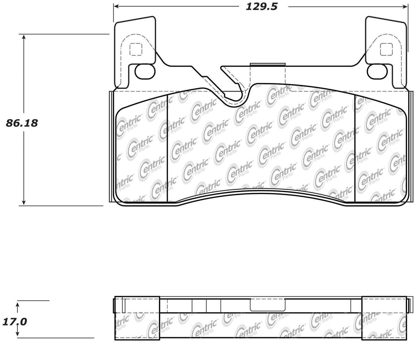 Centric Parts Disc Brake Pad Set Semi-Metallic with Posi Quiet for 2011-2015 Mercedes-Benz SLS AMG 104.16070