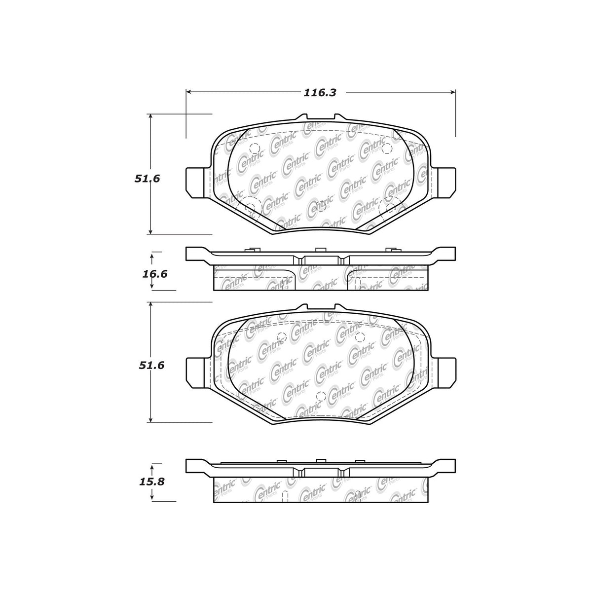 Centric Parts Disc Brake Pad Set Semi-Metallic Posi Quiet for 2013-2019 Ford Explorer, Flex, Police Interceptor, Taurus, Lincoln MKS 104.16120