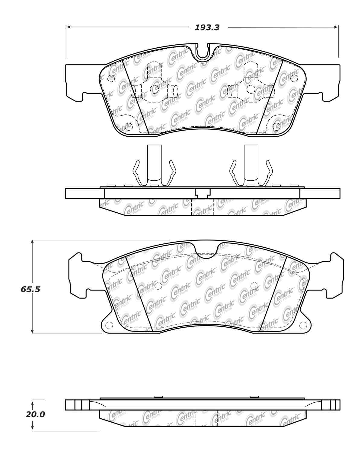 Centric Parts Disc Brake Pad Set Semi-Metallic with Posi Quiet for 2013-2020 Dodge Durango 104.16290