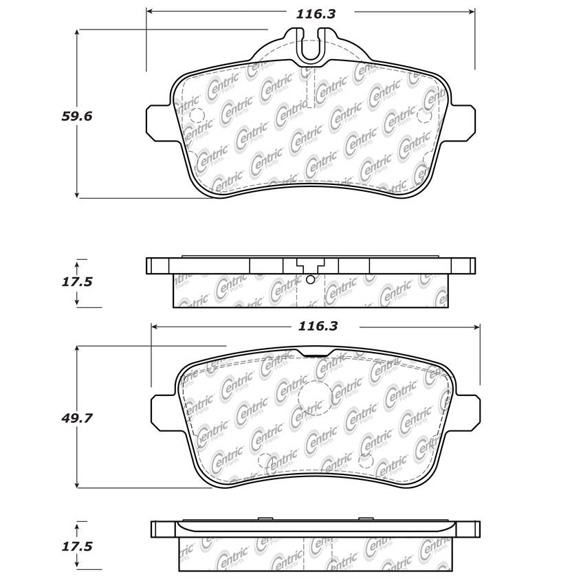 Centric Parts Disc Brake Pad Set Semi-Metallic Posi Quiet for 2015-2019 Mercedes-Benz GLE/ML 104.16301