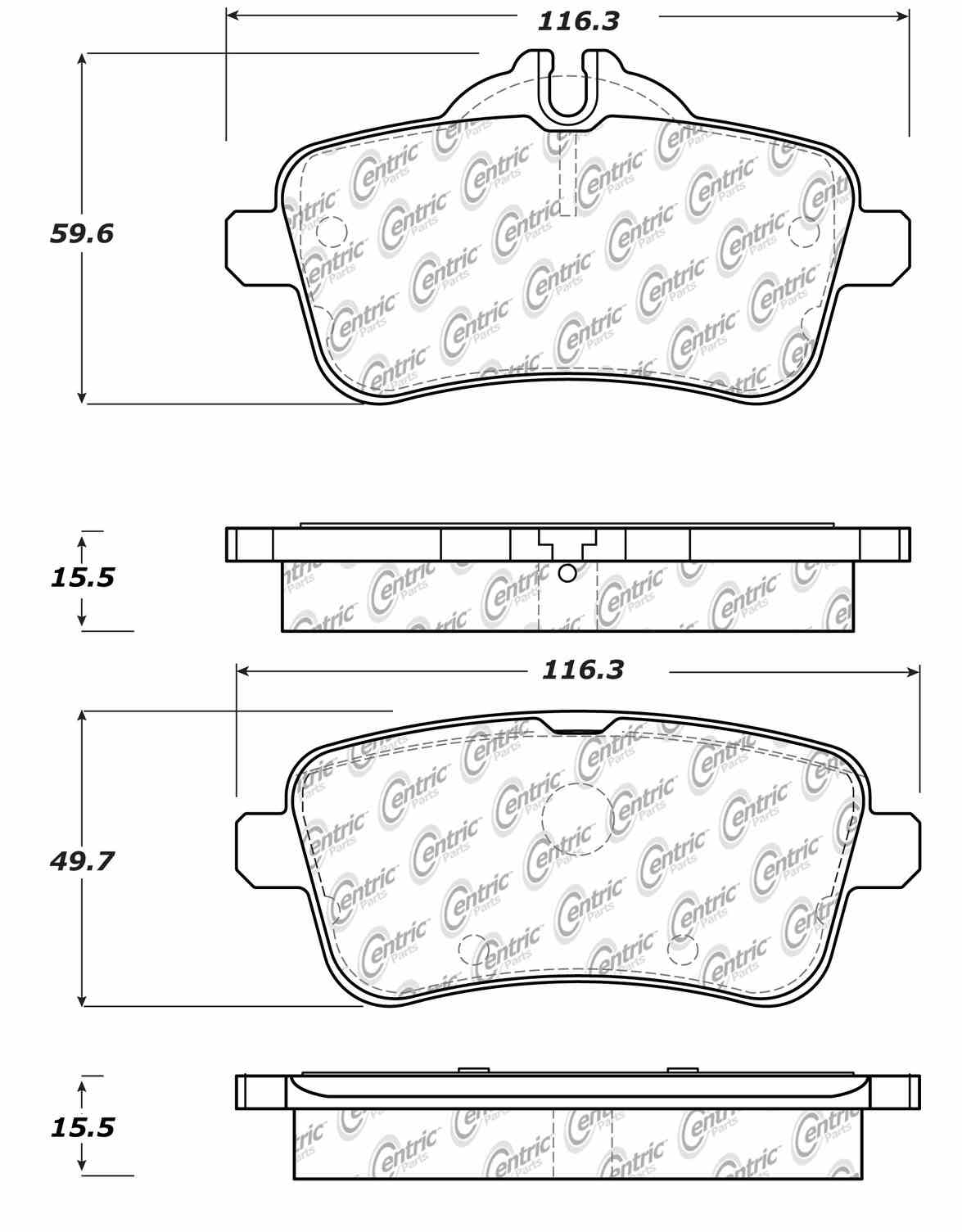 Centric Parts Disc Brake Pad Set Semi-Metallic Posi Quiet for 2013-2016 Mercedes-Benz GL63 AMG, 2017-2019 GLE43/GLE63/GLS63/GLS550, 2012-2015 ML63 AMG