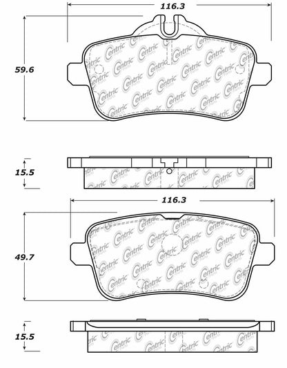 Centric Parts Disc Brake Pad Set Semi-Metallic Posi Quiet for 2013-2016 Mercedes-Benz GL63 AMG, 2017-2019 GLE43/GLE63/GLS63/GLS550, 2012-2015 ML63 AMG