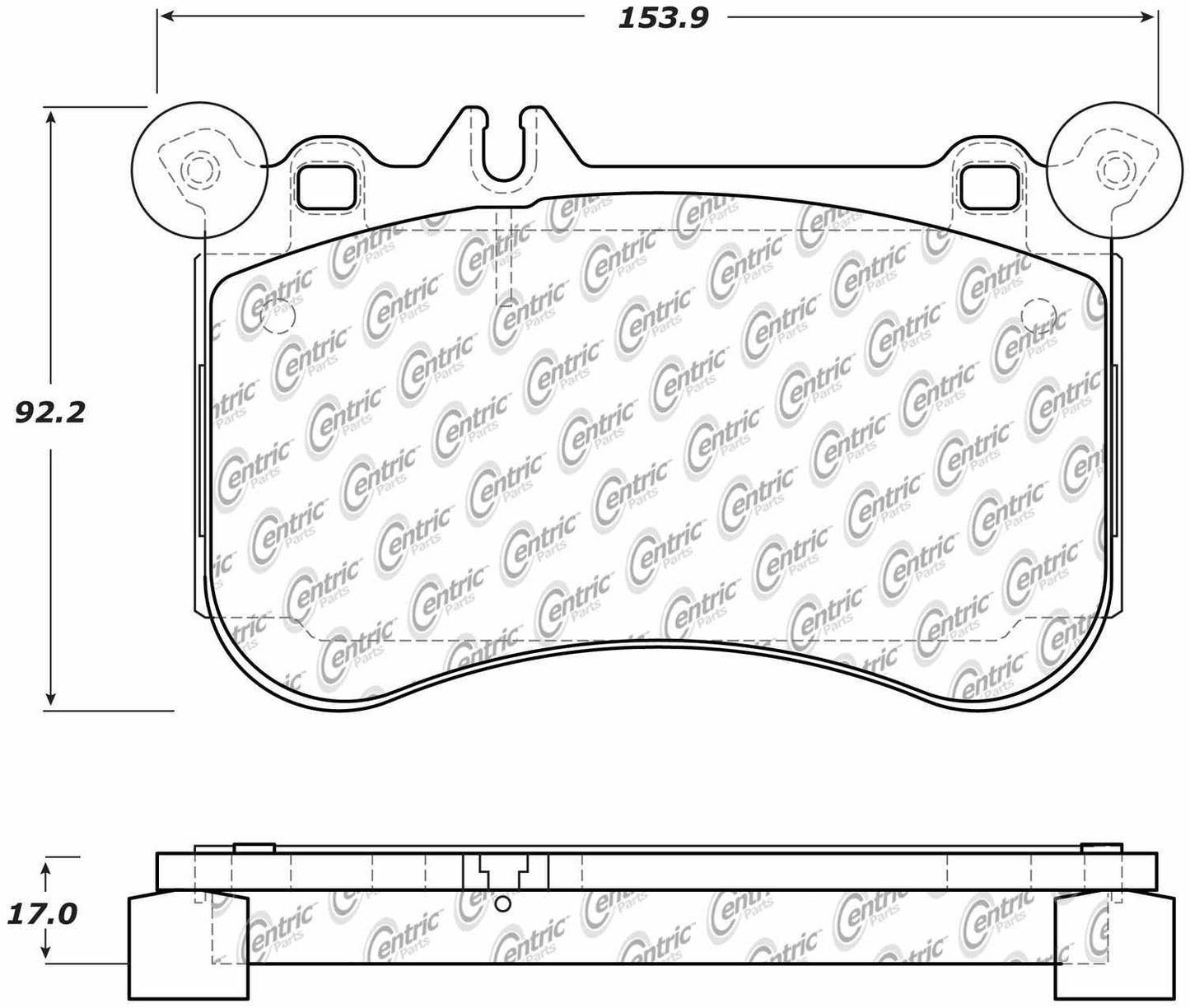 Centric Parts Disc Brake Pad Set Semi-Metallic with Posi Quiet for 2014-2019 Mercedes-Benz CLA45 AMG, GLA45 AMG 104.16341