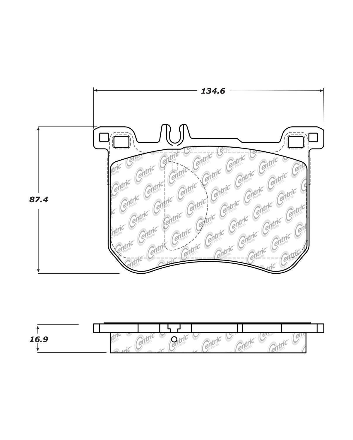 Centric Parts Disc Brake Pad Set Semi-Metallic with Posi Quiet for 2015-2020 Mercedes-Benz SL400 SL450 SL550 104.16700