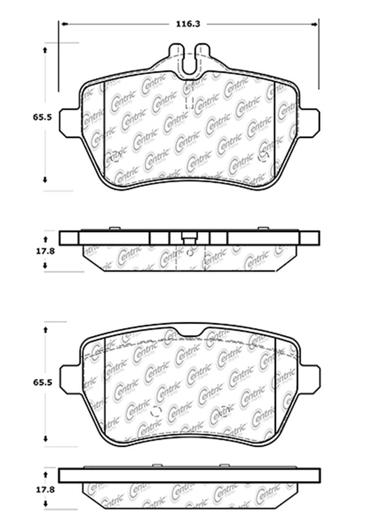 Centric Parts Disc Brake Pad Set Semi-Metallic Posi Quiet for 2014-2021 Mercedes-Benz Maybach S and SL Models 104.16890