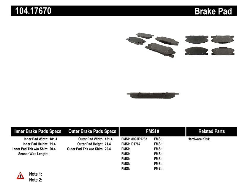 Centric Parts Disc Brake Pad Set Posi Quiet Semi-Metallic with Hardware for 2021-2017 Chrysler 300 Dodge Challenger 2021-2017 Charger 2021-2014 104.17670