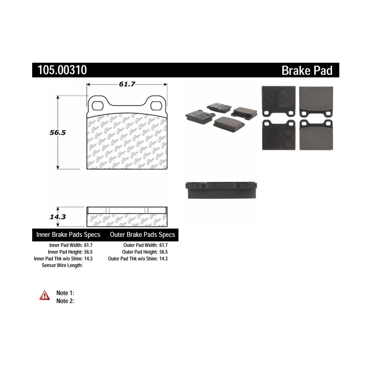 Centric Parts Disc Brake Pad Set Posi Quiet Ceramic with Shims for 1964-1979 Alfa Romeo and Audi