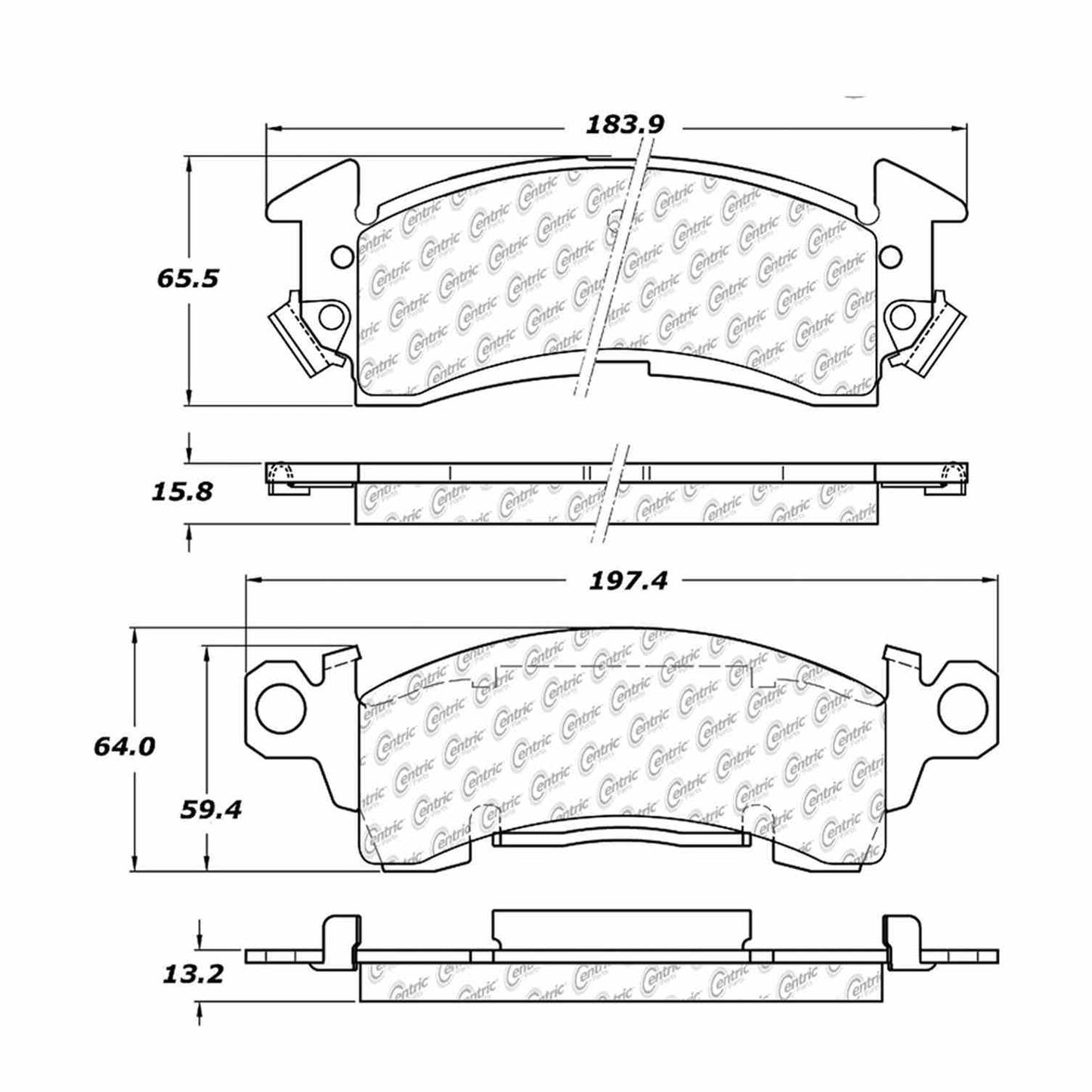 Centric Parts Disc Brake Pad Set Posi Quiet Ceramic with Shims and Hardware for 1971-1991 Buick Models