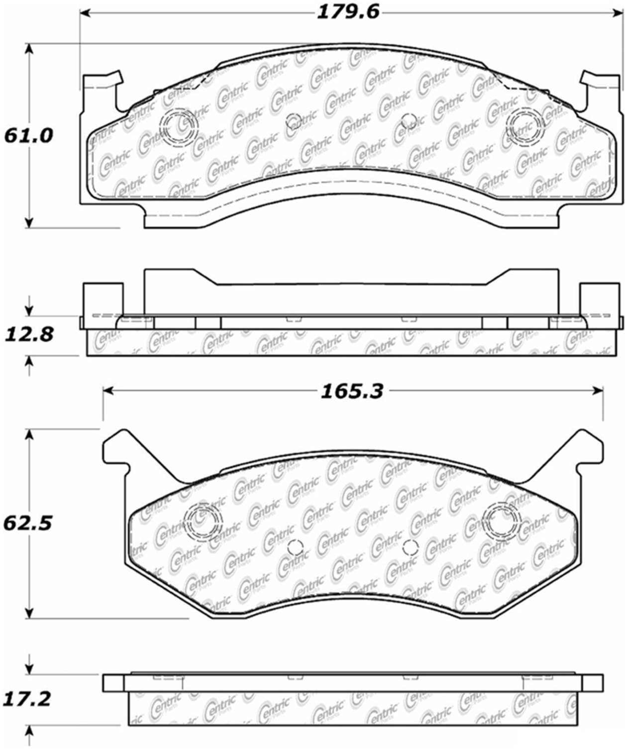Centric Parts Disc Brake Pad Set Posi Quiet Ceramic with Shims for 1974-1994 Chrysler Imperial Newport New Yorker Town & Country Dodge B100 B150 B200 B250 B300 105.01230