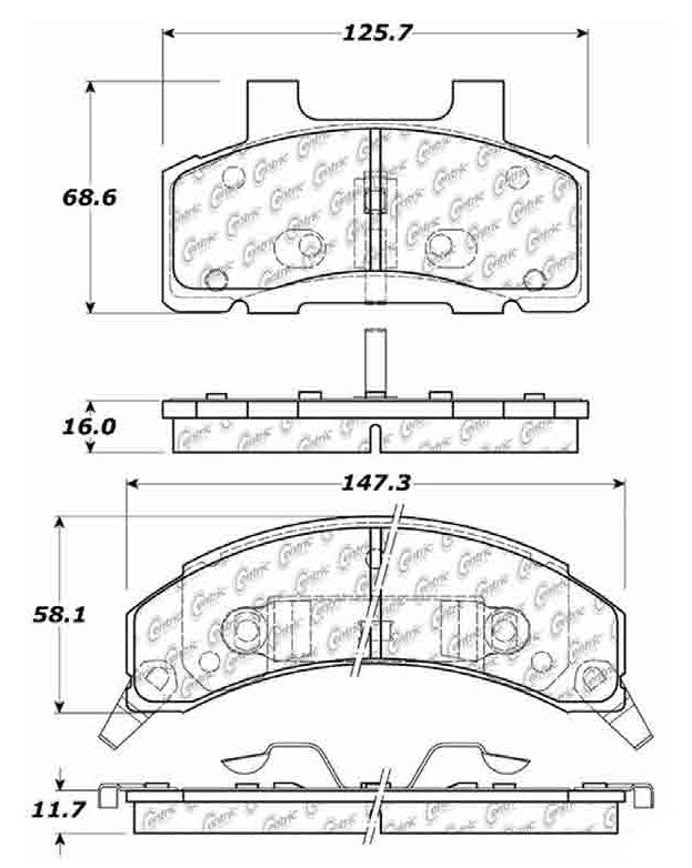 Centric Parts Disc Brake Pad Set Posi Quiet Ceramic with Shims for 1990-1996 Buick Century, LeSabre, Cadillac DeVille, Cutlass 105.02150